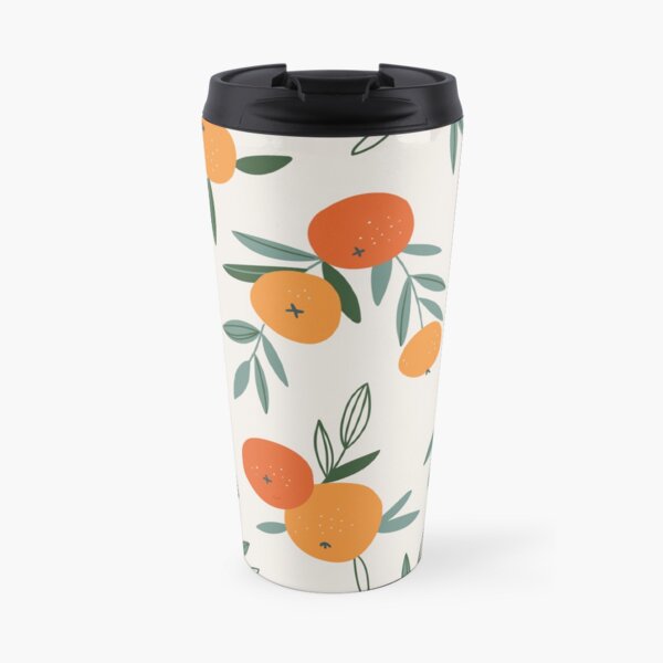 Stylish Orange Pattern design. Fruit print. Travel Coffee Mug