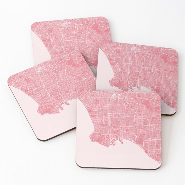 Item preview, Los Angeles minimalistic map monochrome pink designed and sold by softlycarol.