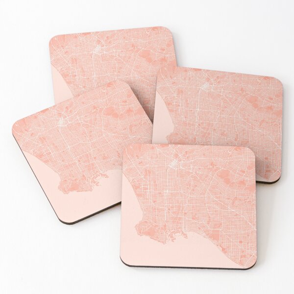 Item preview, Los Angeles minimalistic map monochrome peach pink designed and sold by softlycarol.