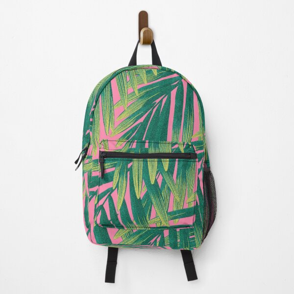 Item preview, Summer, bright, juicy, fresh design seamless pattern with green tropical leaves on pink background designed and sold by ANAKOTO.