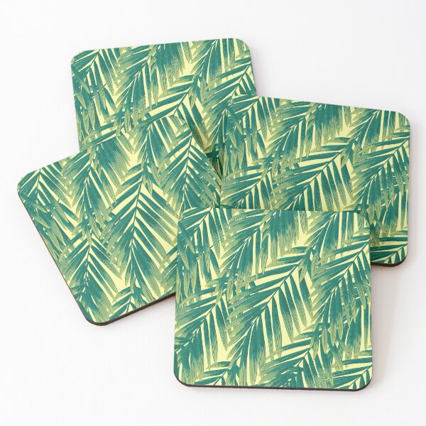 Item preview, Summer, bright, juicy, fresh design seamless pattern with green tropical leaves on yellow background designed and sold by ANAKOTO.