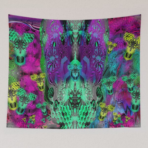 Item preview, Sugar Skull and Girly Corks (Psychedelic Trippy Purple Poster) designed and sold by Discordant Dreams Art.