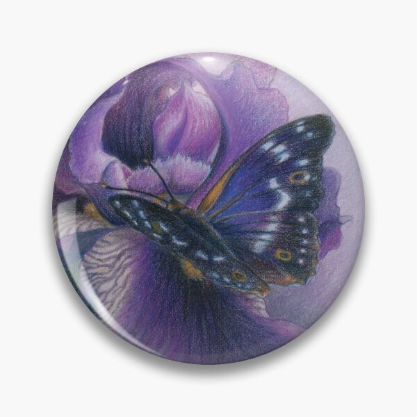 Item preview, Mariposa emperador púrpura menor sobre una flor de iris violeta - "Camuflaje (púrpura)" designed and sold by Carye VanDerPol Mahoney.