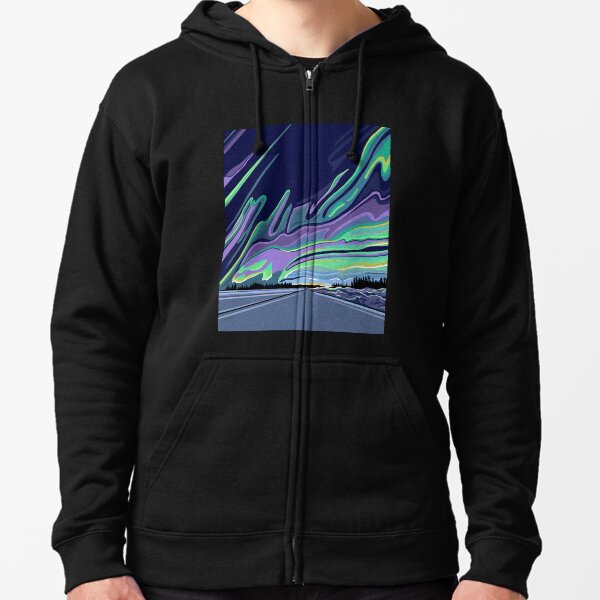 The Road to Aurora by Linda Sholberg Zipped Hoodie
