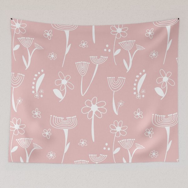 Item preview, Hand drawn wild flower seamless pattern - blush pastel pink and white.  Caroline Laursen original designed and sold by Caroline Laursen.