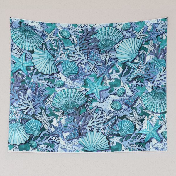 Item preview, Starfish and seashells on coral reef designed and sold by MagentaRose.