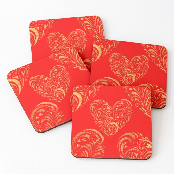Item preview, Golden-red heart -seamless pattern designed and sold by Olga Vialkova.