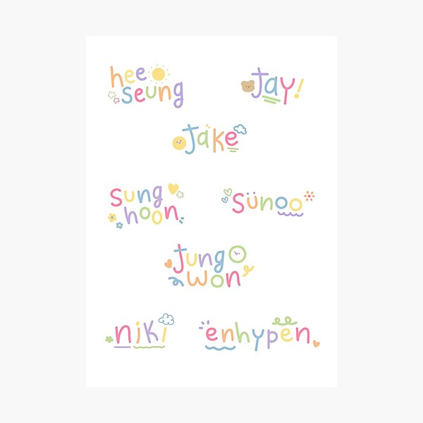 Enhypen Sticker Pack With Doodles Names Logo I Land Photographic Print For Sale By