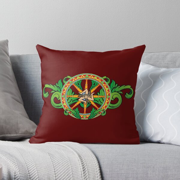Wheel: symbol of the Sicilian with flag, ruota: simbolo siciliano con bandiera Sicilia Throw Pillow