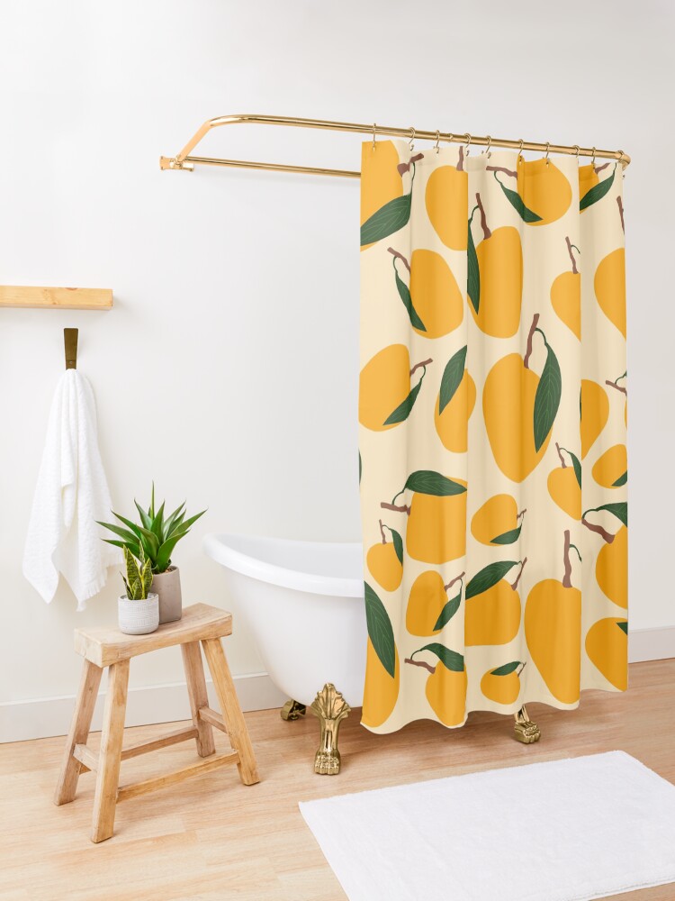 Alternate view of Mango Summer Fruit Pattern Shower Curtain