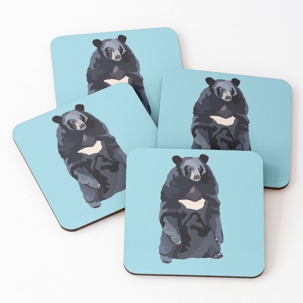 Item preview, M is For Moon Bear,Moon Bear Artwork – Striking Asiatic Black Bear Illustration and Wildlife Design designed and sold by PrettylittlepastelUk.