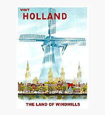 "HOLLAND" Windmill Travel Advertising Print Photographic Print