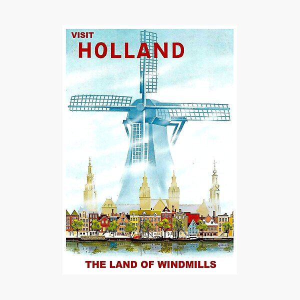 Item preview, HOLLAND; Windmill Travel Advertising Print designed and sold by posterbobs.