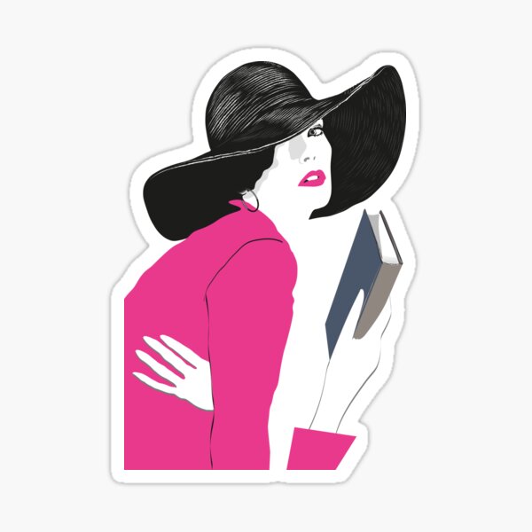 Woman reader with hat Sticker