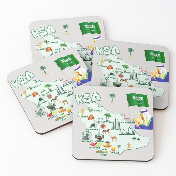 Item preview, Kingdom of Saudi Arabia Map tourist attractions cities flag the King Salman bin Abdelaziz Al Saud designed and sold by mashmosh.