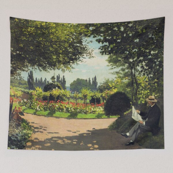 Item preview, Adolphe Monet Reading In The Garden 1866 - Claude Monet Painting designed and sold by molamode.