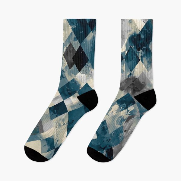 Item preview, vintage geometric square pixel pattern abstract in blue designed and sold by Mrvell.