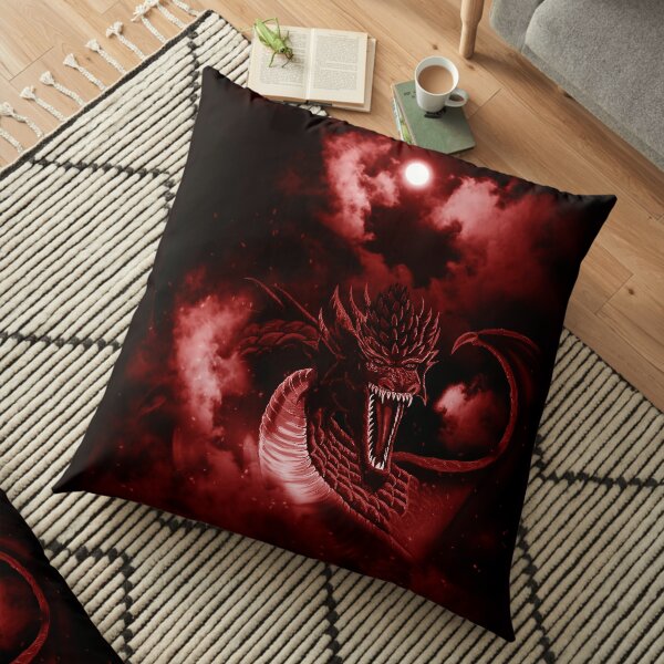 Pink Moon Fire Dragon Cloud Surfer Floor Pillow