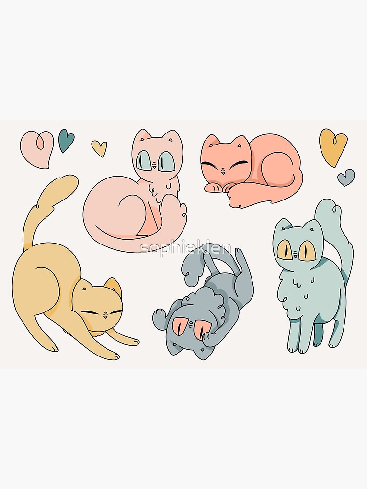 "Cute pastel cats illustration" Poster for Sale by sophieklen Redbubble