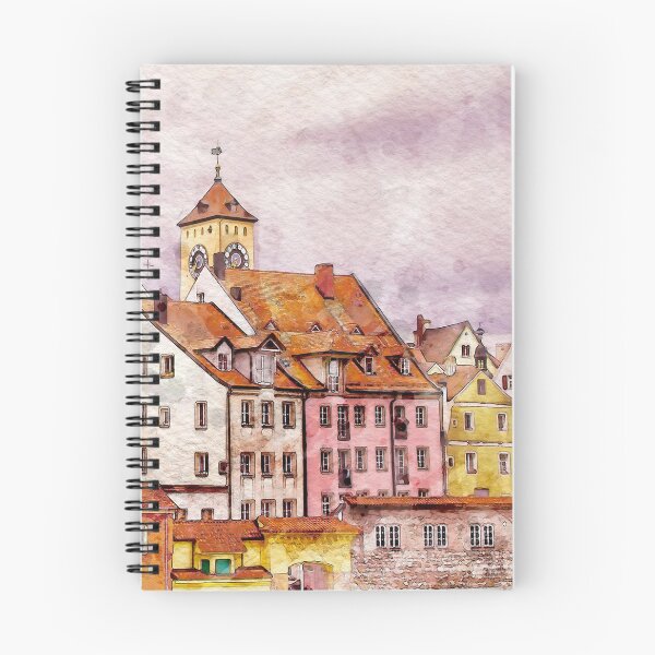 Item preview, Watercolor townscape with colorful colored houses designed and sold by RisingAir.