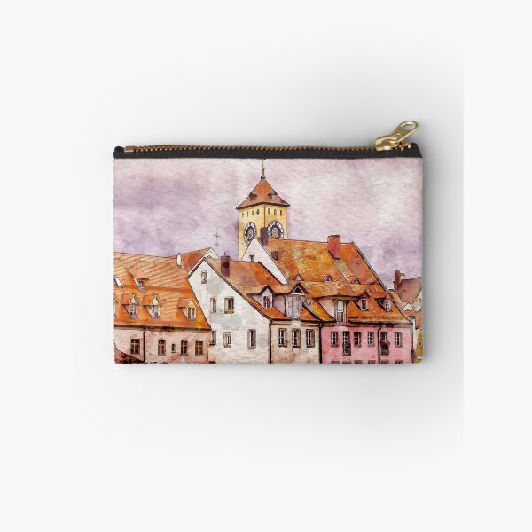 Item preview, Watercolor townscape with colorful colored houses designed and sold by RisingAir.