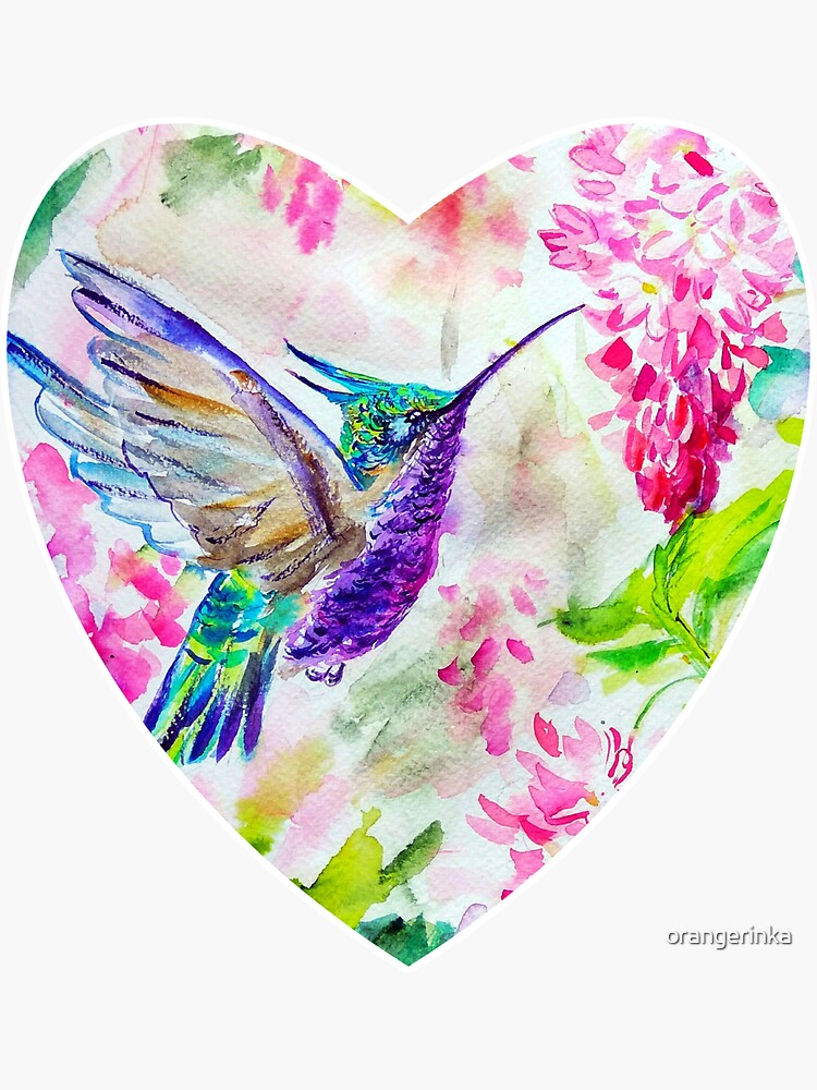 "Hummingbird heart" Sticker by orangerinka Redbubble