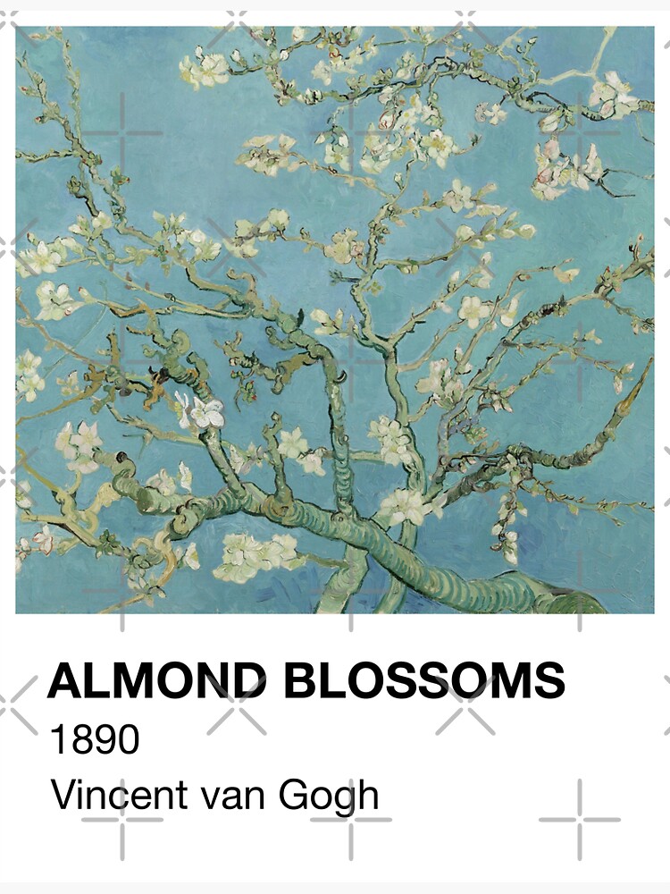 Aperçu 3 sur 3. Sticker avec l'œuvre Carte Pantone de Vincent Van Gogh, Fleurs d'amandier créée et vendue par neopop.