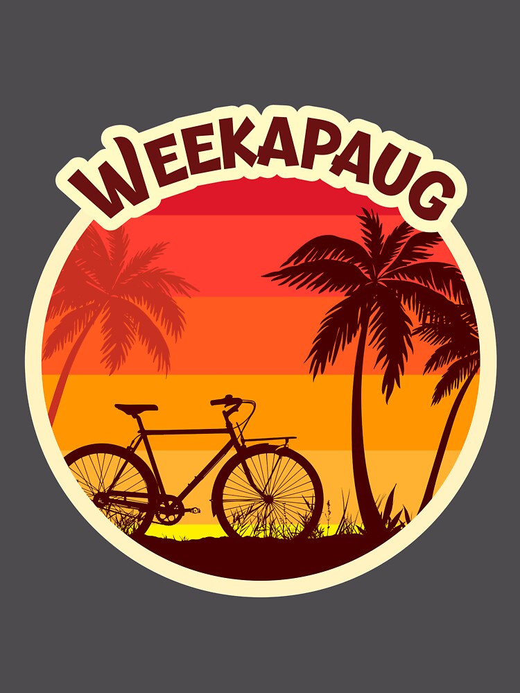 Thumbnail 6 von 6, Premium Oversized Pullover, Weekapaug Sunshine in a Beach with a Lonely Palm Tree and Bicycle T-shirt designt und verkauft von AbsurdStore.
