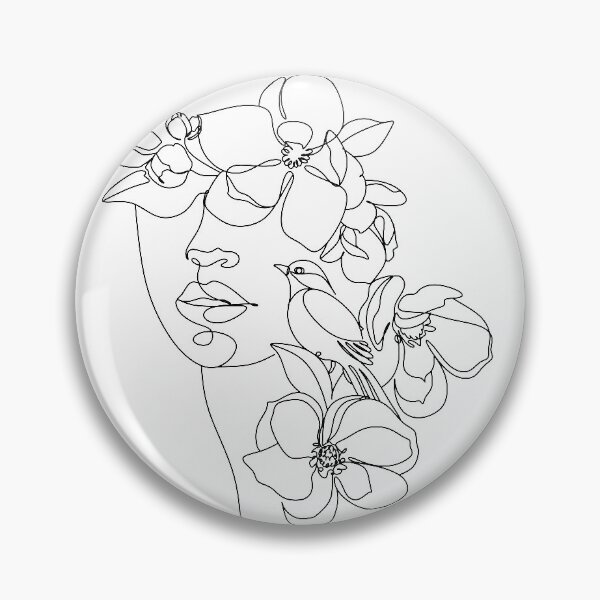 Item preview, Abstract face with FLOWERS by one line drawing. Portrait minimalistic style.  Botanical print. Nature symbol of cosmetics. Modern continuous line art.  Fashion print. Beaty salon art designed and sold by OneLinePrint.