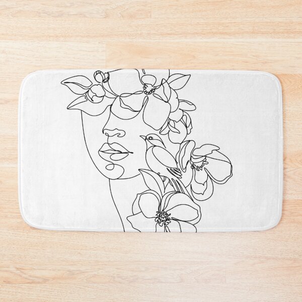 Item preview, Abstract face with FLOWERS by one line drawing. Portrait minimalistic style.  Botanical print. Nature symbol of cosmetics. Modern continuous line art.  Fashion print. Beaty salon art designed and sold by OneLinePrint.