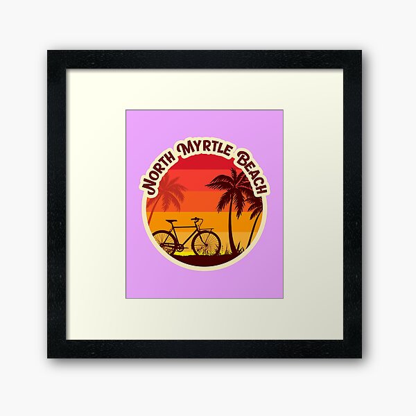 Item preview, North Myrtle Beach Sunshine in a Beach with a Lonely Palm Tree and Bicycle T-shirt designed and sold by AbsurdStore.