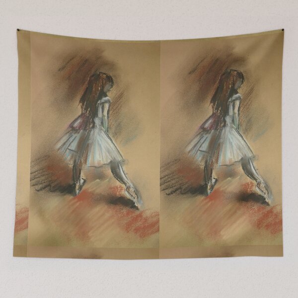 Item preview, Pastel drawing of a ballet girl, blue dress, flats. Inspired by the style of Edgar Degas. Drawing made by me 2 designed and sold by Mariuki Flow.