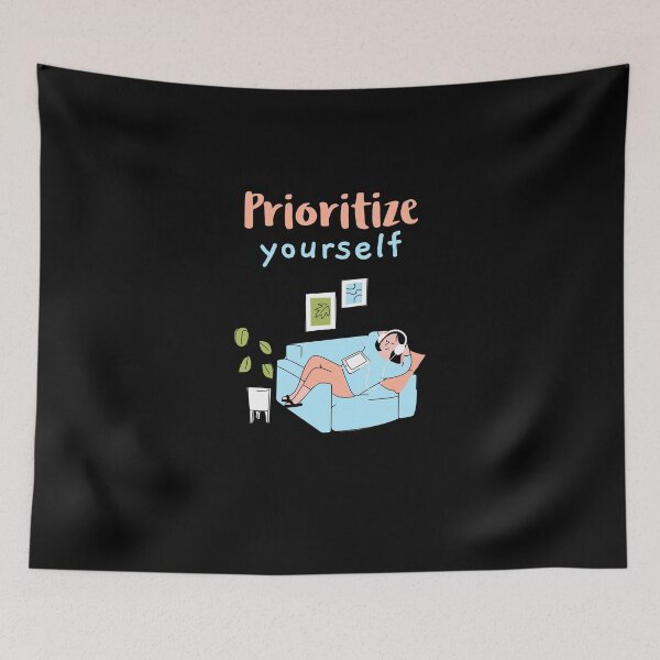 Item preview, Prioritize yourself - young woman chilling couch music designed and sold by GLwithUs.