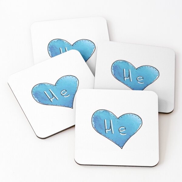 Item preview, Watercolor blue heart with the inscription HE designed and sold by FuzzyLogicKate.