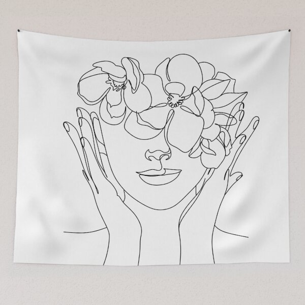 Item preview, Woman Faces with Flowers Line Art, Female Face Line Art Print, Fashion Woman Line Art Print, Abstract Woman Line Art, Line Drawing Woman Art designed and sold by OneLinePrint.