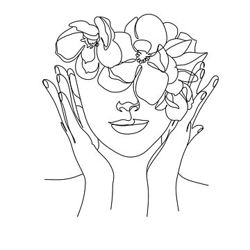 Line Drawing of women faces boho - Women Face Art - Sticker