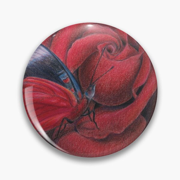 Item preview, Red Flasher Butterfly on Romantic Rose - "Camouflage (Red)" designed and sold by Carye VanDerPol Mahoney.