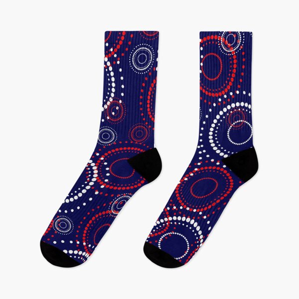 Item preview, Contemporary Red White Fireworks on Blue  designed and sold by HolidayBug.