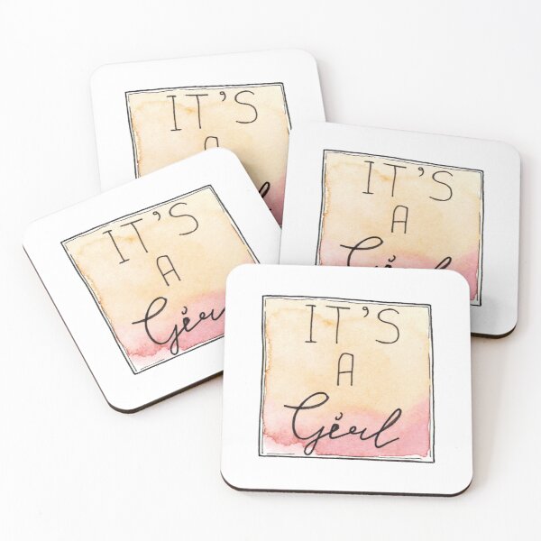 Item preview, Watercolor card with the inscription ITS A GIRL designed and sold by FuzzyLogicKate.