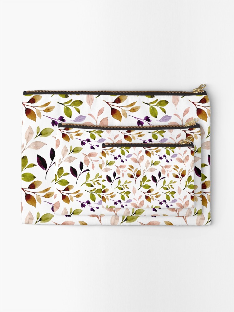 Alternate view of Leaf painting in watercolor Zipper Pouch