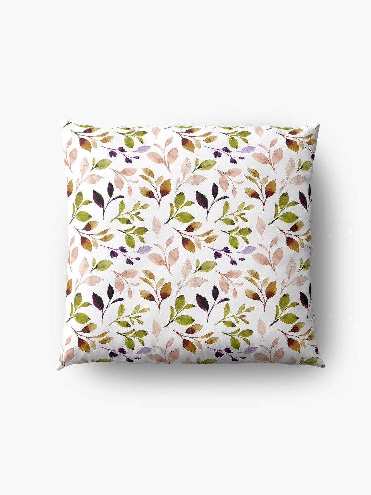 Alternate view of Leaf painting in watercolor Floor Pillow