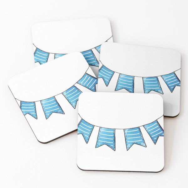 Item preview, Watercolor garland with blue flags designed and sold by FuzzyLogicKate.