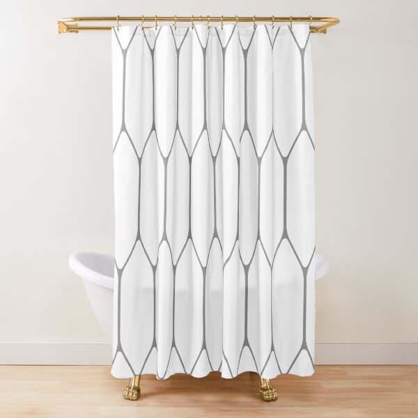 Shower Curtain with Gold Chevron, Geometric Pattern, Gold Shower