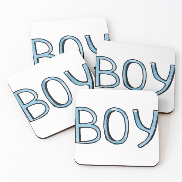 Item preview, Watercolor inscription boy in blue designed and sold by FuzzyLogicKate.