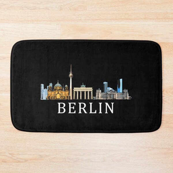Artikelvorschau, Berliner Skyline in Farbe mit Text entworfen und verkauft von Mesyo.