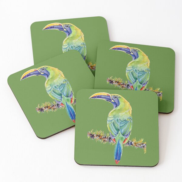 Item preview, Emerald Toucanet Watercolor designed and sold by carleeclarkeart.