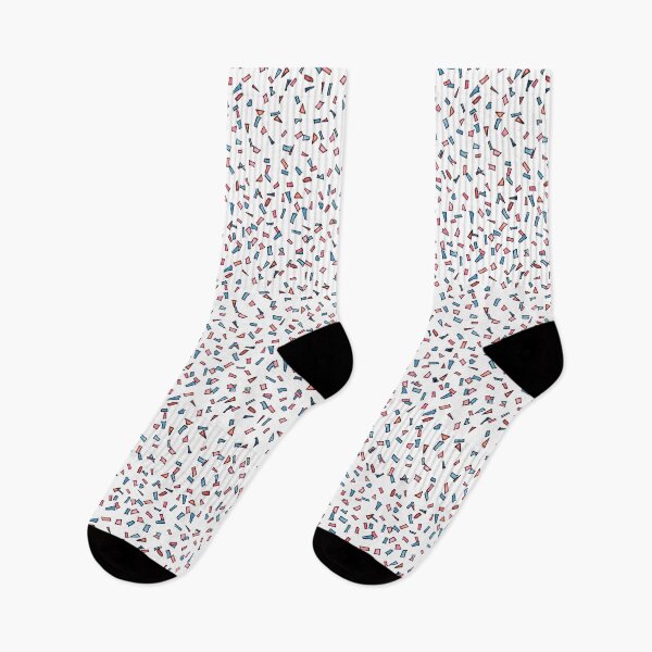 Item preview, Watercolor hand drawn sketch illustration seamless pattern background with blue and pink confetti designed and sold by FuzzyLogicKate.