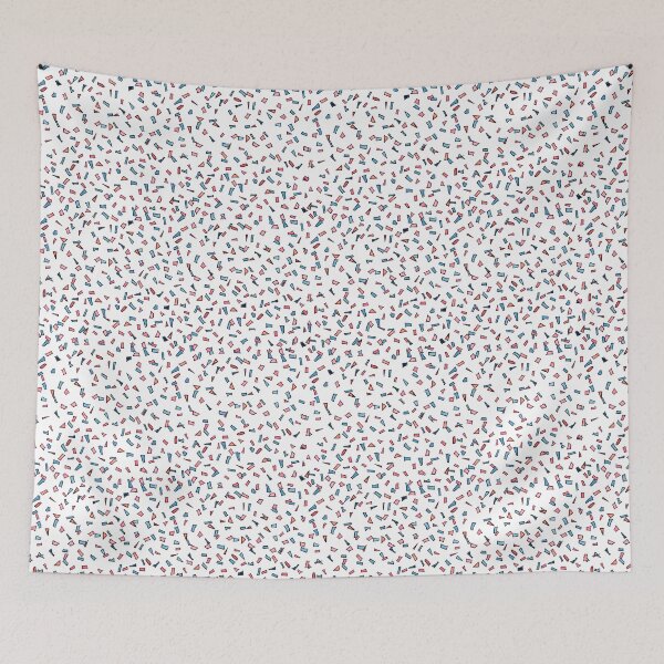 Item preview, Watercolor hand drawn sketch illustration seamless pattern background with blue and pink confetti designed and sold by FuzzyLogicKate.