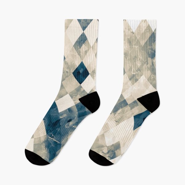 Item preview, vintage geometric square pixel pattern abstract art in blue designed and sold by Mrvell.