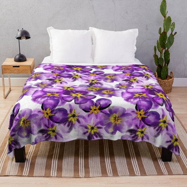 Item preview, Violet Floral Blooms Repeat Watercolor Pattern Design designed and sold by NancyMerkle.
